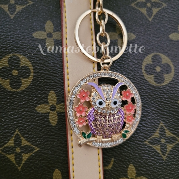 2/$20 Boho Owl Crystal Rhinestone Keychain Bag Charm - Picture 4 of 8